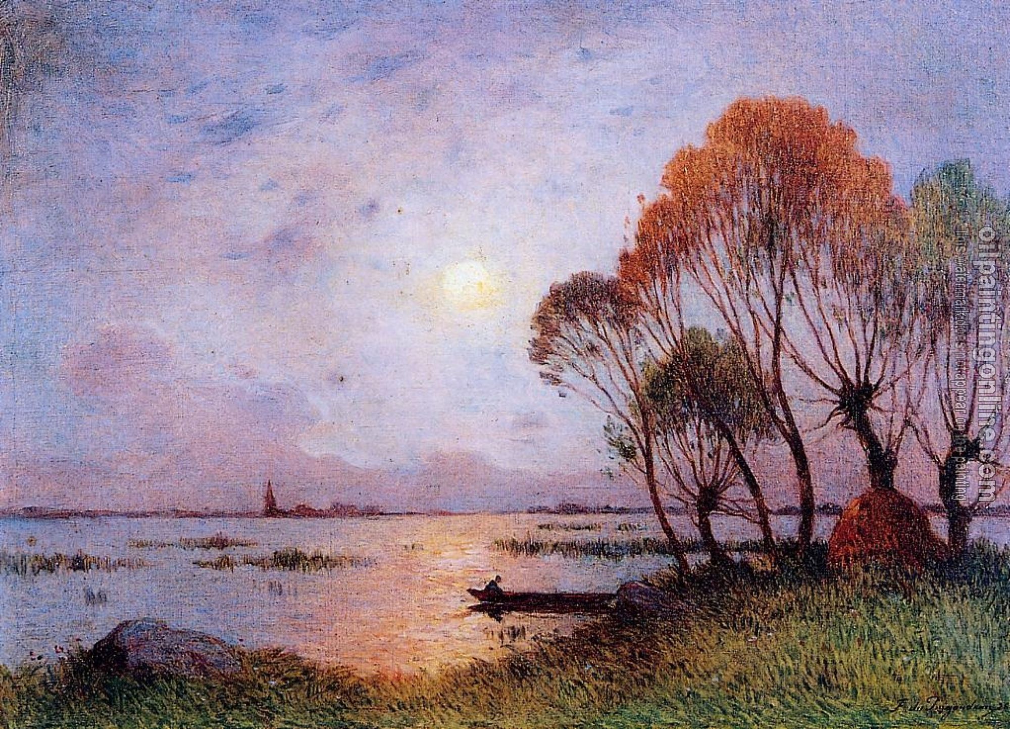 Ferdinand Loyen Du Puigaudeau - Sunset on the Grande Briere